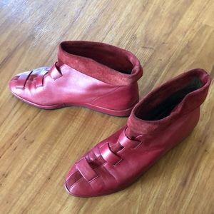 Charles Jourdan red booties